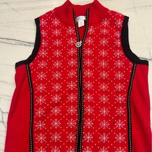 Christopher & Banks Red Vest with Snowflake Design